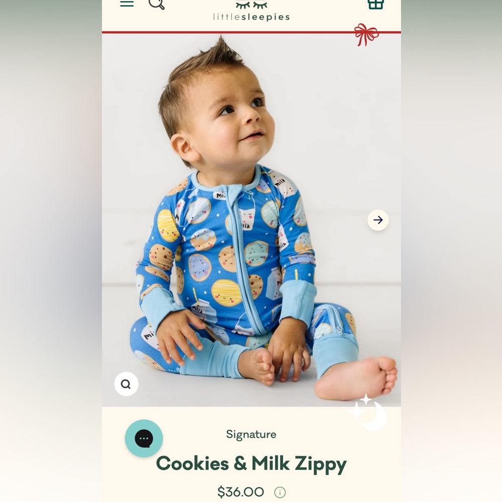 Little Sleepies Blue Milk & Cookies Zippy Onesie